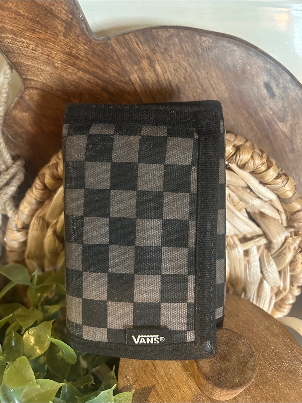 Vans Black and Gray Checker Tri-Fold Wallet - Skate Style